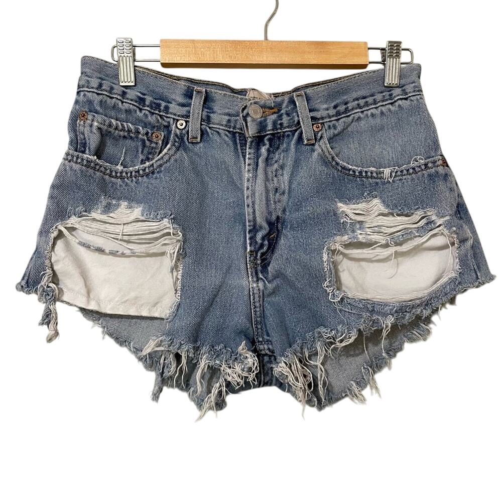 Furst of a Kind Distressed Cut Off Jean Shorts Womens S Festival Denim